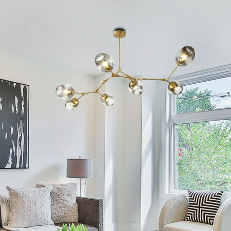 

AFANQI 43 Modern Chandelier Glass Ball Ceiling Light Adjustable Pendant Light for Living Room Dining Room 110V