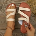 thumbnail image 2 of HomeDM Women's Flat Sandals Dressy Open Toe Slip On Summer Casual Beach Comfortable Slide Sandals, Beige Size 5.5, 2 of 9