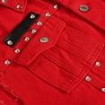 thumbnail image 6 of BiZtdJrK Mens Slim Fit Denim Vest Lapel Button Down Sleeveless Casual Jean Jackets Big and Tall Fashion Streetwear Vests with Rivets Red L, 6 of 9