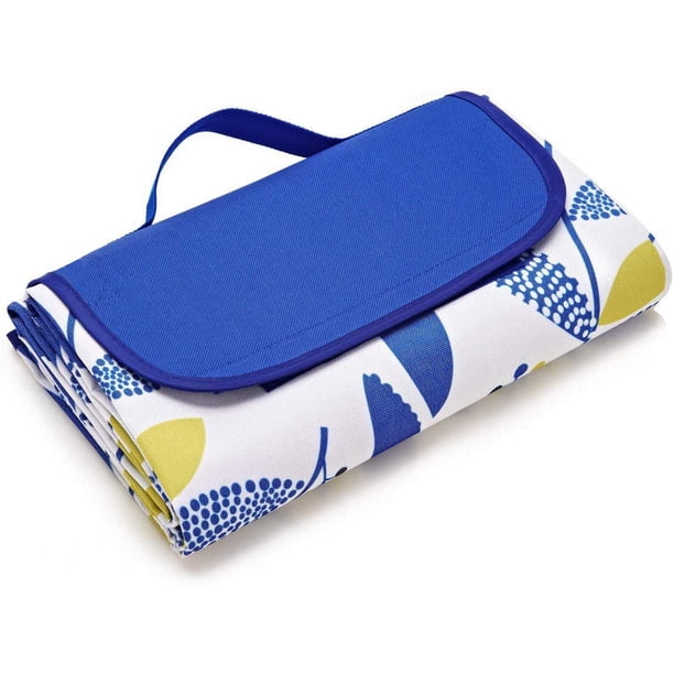 Tapis De Plage Et Pique-nique Sanfoelek – Imperméable, Léger, Pliable Avec Sac, 4 Piquets Anti-vent, En Polyester TPU Costaud