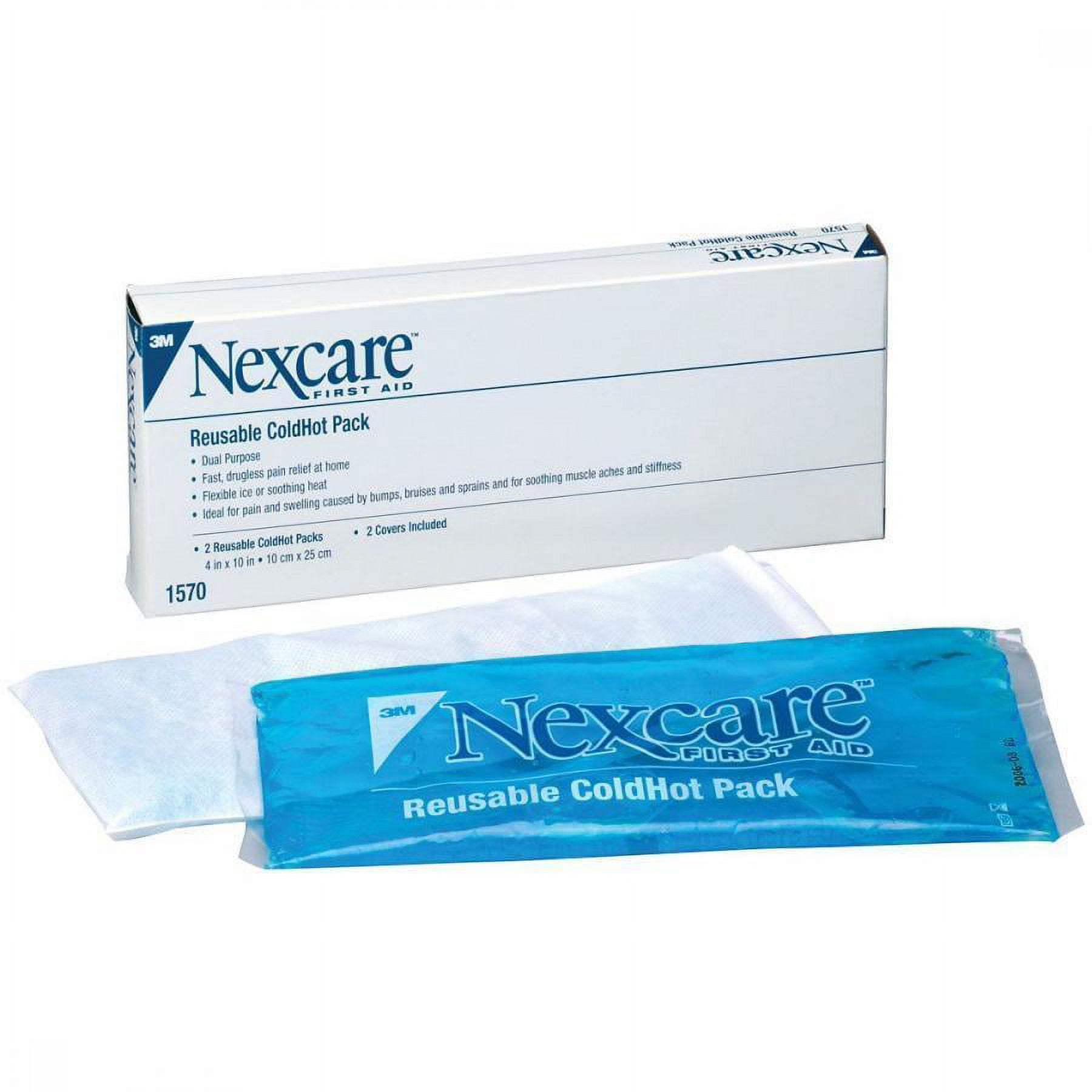 3M Nexcare Hot/Cold Pack, Plastic/Gel, General Purpose, Reusable, One Size Fits Most (4 x 10 In.), Latex-Free, Blue, Box of 2, 3 Count