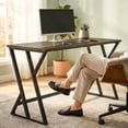 thumbnail image 5 of HOMCOM 55 Inch Computer Desk, Industrial Writing Desk with Z-Shaped Metal Leg, Study Table for Home Office, Rustic Brown, 5 of 9