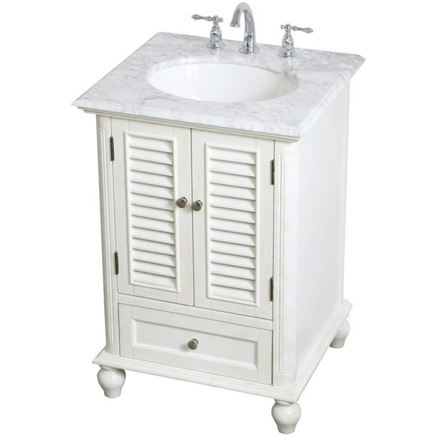 Bathroom Vanity In Antique White, Small White Bathroom Cabinet With Marble Top