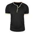 thumbnail image 4 of Men’s Short Sleeve Round Neck T-Shirt Front Placket Contrast Color Cuffs Summer Top, 4 of 7