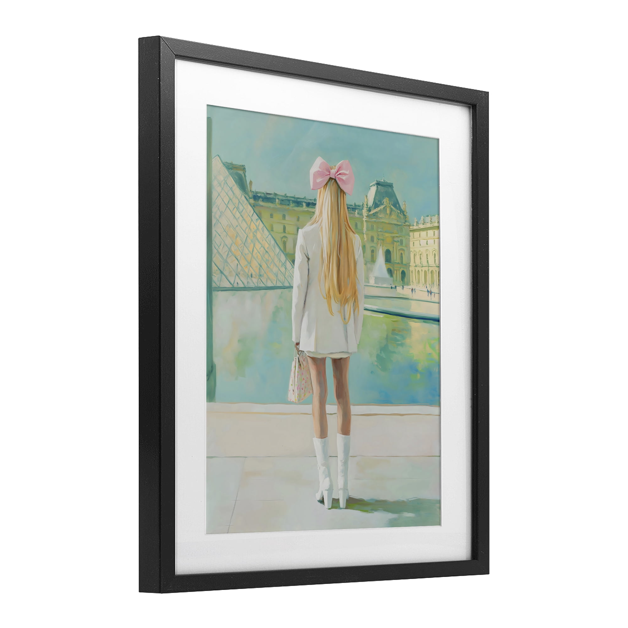 Stupell Industries Girl In Paris Observing Black Framed Print Under Glass, design by The Prints Vibe