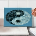 thumbnail image 2 of Ying Yang Cutting Board, Abstract Design Daisy Flower Power on Tao Sign Floral Themed Art, Decorative Tempered Glass Cutting and Serving Board, Small Size, Blue Black Grey, by Ambesonne, 2 of 5