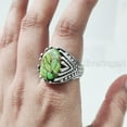 thumbnail image 6 of Green Copper Turquoise Mans Ring, Natural Green Copper Turquoise, Silver Jewelry, 925 Silver Ring, Birthday Gift, Heavy Mens Ring, Arabic Design, Ottoman Style Ring, Christmas, Turkey Mens Signet Ring, 6 of 7