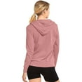 thumbnail image 2 of Sofra Women's Cotton Comfort Zip Up Hoodie Jersey Sweater - Mauve Rose - Large, 2 of 4