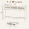 thumbnail image 3 of LAZZO 51” Boho Rattan Console Table, Narrow Entryway Table with 3 Drawers & Open Shelf, White, 3 of 9