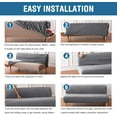 thumbnail image 5 of Turquoize Checks Jacquard Fabric Armless Futon Cover Stretch Sofa Bed Slipcover Protector with Elastic Bottom, Gray, 5 of 6
