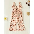thumbnail image 3 of Bagilaanoe Toddler Baby Girl Jumpsuit Sleeveless Floral Print Romper Overalls 6M 12M 18M 24M 3T 4T Kids Long Flare Pants Summer Outfits, 3 of 9