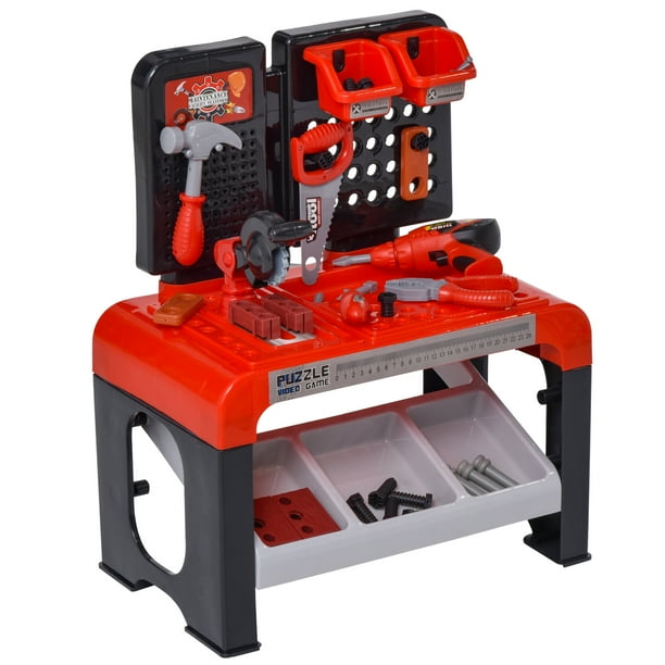Qaba Workbench Play Toy for Kids of Ages 3+ 46 Realistic Toy Tools and