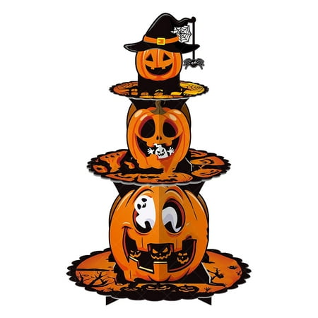 

Lemononstore Tray Decoration Halloween Cupcake Stand 3 Tier Halloween Cupcake Stand Decoration Pumpkin Cardboard Stand for Halloween Trick or Birthday Party Decor Clearance
