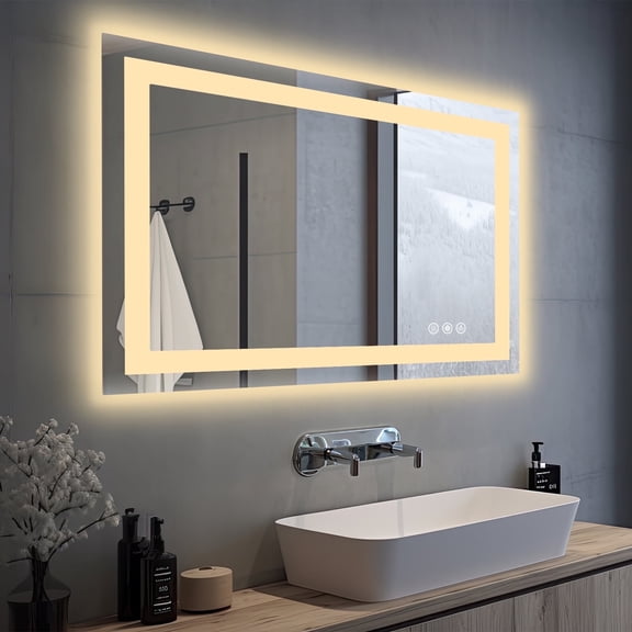 CONCETTA 24"X 32" Rectangle LED Bathroom Mirror, Wall-Mounted with Adjustable Lights & Anti-Fog Feature