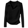 thumbnail image 4 of EDFBUYKRS Womens Tunic Tops 3/4 Roll Sleeve Floral Printed V Neck Blouses Long Sleeve Shirts for Women L, 4 of 4