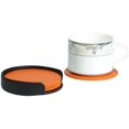 thumbnail image 2 of Faux Cuir 4 Pcs Orange avec Support Noir, 2 of 5