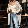 thumbnail image 3 of Hrsba Cable Knit Sweaters for Women Solid Color V Neck Oversized Long Knit Pullover Sweater, 3 of 6