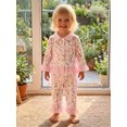 thumbnail image 5 of RUINIXCW Toddler Baby Girl Spring Fall Winter Pajamas Set Kids PJS Sleepwear Floral Print Ruffled Button Down Collar Long Sleeve Shirt Tops Pants Set, 5 of 10