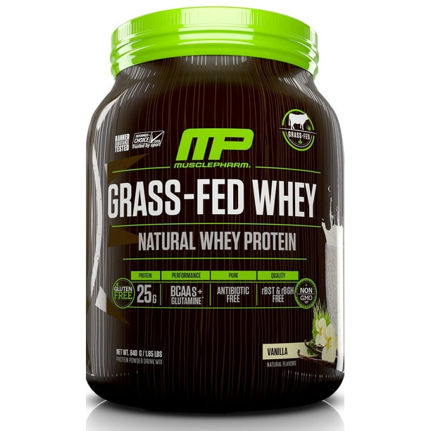 MusclePharm GrassFed Whey Protein Powder, Vanilla, 1.85 Lb