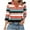Womens Clothing Orange, variant on Womens 3/4 Sleeve Shirt, V Neck T Shirts for Women Summer Fashion Loose Fit Striped Printed Lapel T-Shirts S-2XL