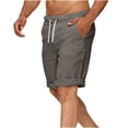 thumbnail image 7 of DDAPJ pyju Mens Cotton Linen Shorts Casual Drawstring Elastic Waist Lightweight Breathable Bermuda Summer Beach Short Pant for Men Gray M, 7 of 7
