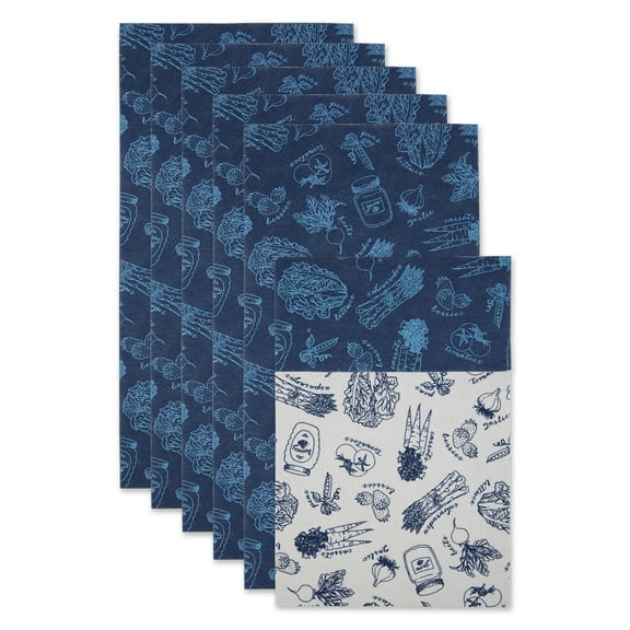 DII Nautical Blue Market Print Fridge Liner (Set of 6)