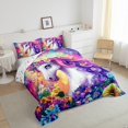thumbnail image 4 of Homewish Chic Unicorn Bedding Comforter Set,Magic Cartoon Animal Twin Comforter Sets,Multicolor Flower Floral Bedding Set For Princess,Breathable Home Decor Reversible,2-Piece, 4 of 9