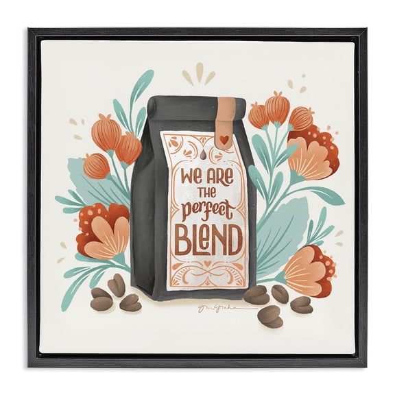 Stupell Industries Rustic Lodge Perfect Blend Coffee Black Floating Frame Canvas Art, 18 x 18, by Gia Graham