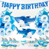 Shark Birthday Party Supplies, 40pcs Shark Theme Birthday Decorations - include Shark Balloons, Shark Birthday Banner, Shark Cake Topper for Ocean Theme Birthday Party
