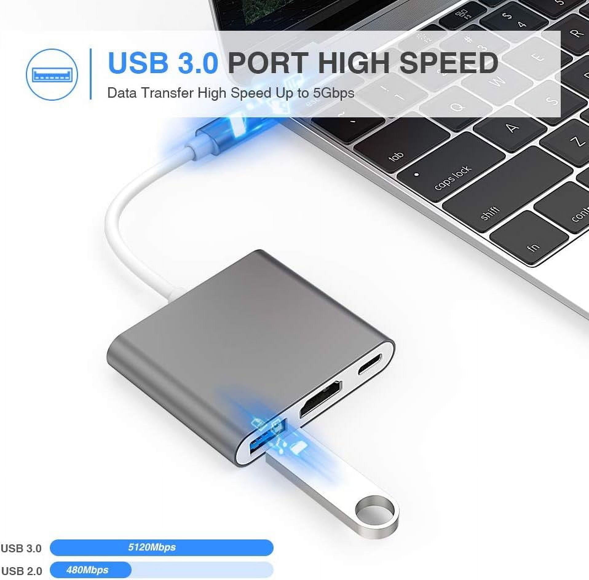 USB C to HDMI Adapter, Type C to 4K HDMI Adapter with 100W PD & USB 3.0 Port Multiport Digital AV Converter for MacBook Pro/air, iPad Pro/air, iPhone 15 and More USB-C Devices (Gray)
