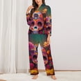 thumbnail image 2 of Honeii Vintage Patterned Skull print Women's Pajama Sets Long Sleeve Button Down Sleepwear Nightwear Soft Pjs Lounge Sets-XX-Large, 2 of 7