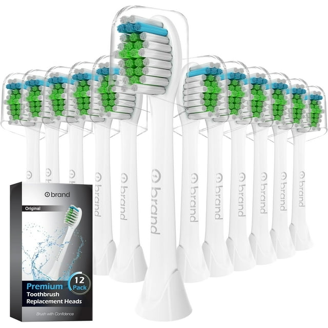 12 Pack Replacement Toothbrush Head Compatible with Philips Sonicare Electric Toothbrush - Fit Plaque Control, Gum Health, FlexCare, HealthyWhite, Essence+ and EasyClean, Medium Softness, o1brand