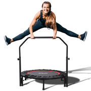 UPGO 40 Foldable Trampoline, Fitness Rebounder with Adjustable Foam Handle, Exercise Trampoline for Adults/kids Indoor/Garden Workout Max Load 330lbs