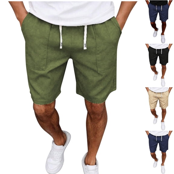 TKYCMSUAKI Big and Tall Shorts for Men Vintage Drawstring Solid Color Casual Short Summer Lightweight Beach Vacation Shorts with Pockets