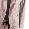 thumbnail image 3 of BLTIBY 2 Piece Outfits for Women Plaid Printed Blazer and Drawstring Pants V Neck Long Sleeve Slim Fit Business Suit with Pockets Pink M, 3 of 6