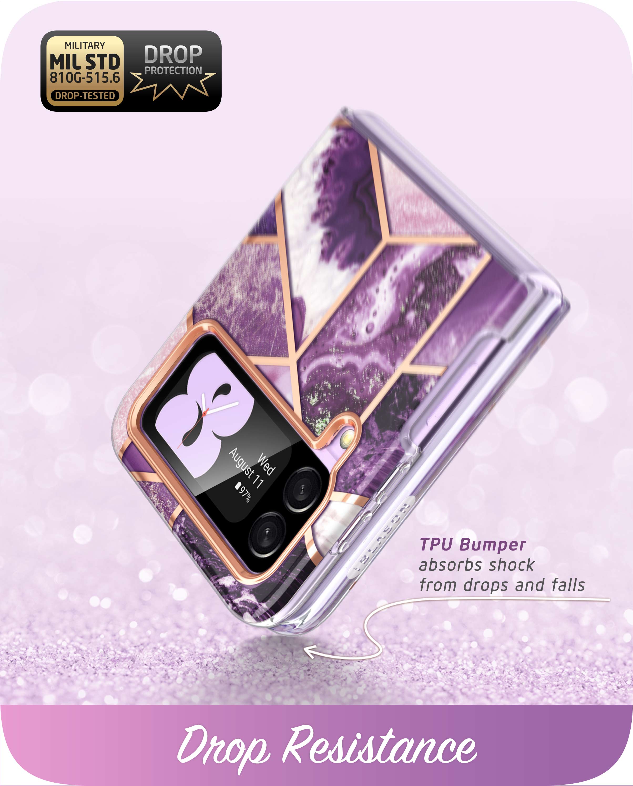 i-Blason Cosmo Series Case for Samsung Galaxy Z Flip 3 5G (2021), Slim Stylish Protective Bumper Case Without Built-in Screen Protector (Ameth)