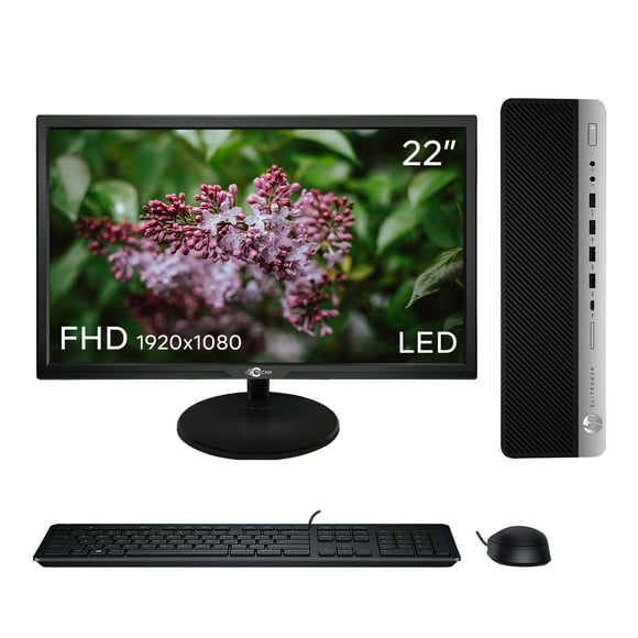 HP EliteDesk 800 G3 SFF Desktop, Intel Core i5-6500 @3.2GHz, 8GB RAM, 250GB HDD, 22inch Monitor, WiFi, Windows 10 Professional(64bit)-Refurbished
