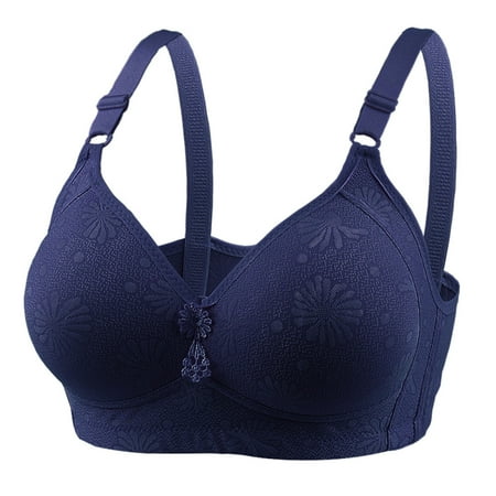 (2-Pack) Puawkoer Womensy Plus Size Cotton Sports BraSteel Ring Bra for Women Thin Jacquard Push Up Low Back Sports Bra Underwear Sports for