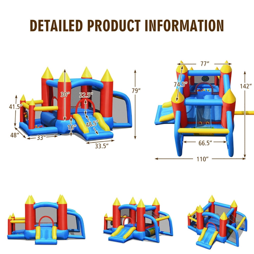 Aimee Lii Kid Inflatable Slide Jumping Castle Bounce House with 740w Blower, Playhouse for Kids Outdoor