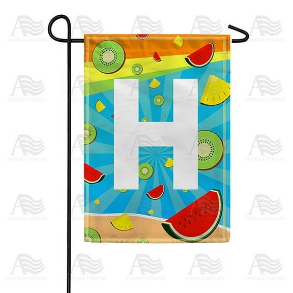 America Forever Summer Watermelon Monogram Garden Flag Letter H 12.5 x 18 inches Fruit Kiwi Pineapple Double Sided Vertical Outdoor Yard Lawn Decorative Fun Refreshing Summertime Garden Flag