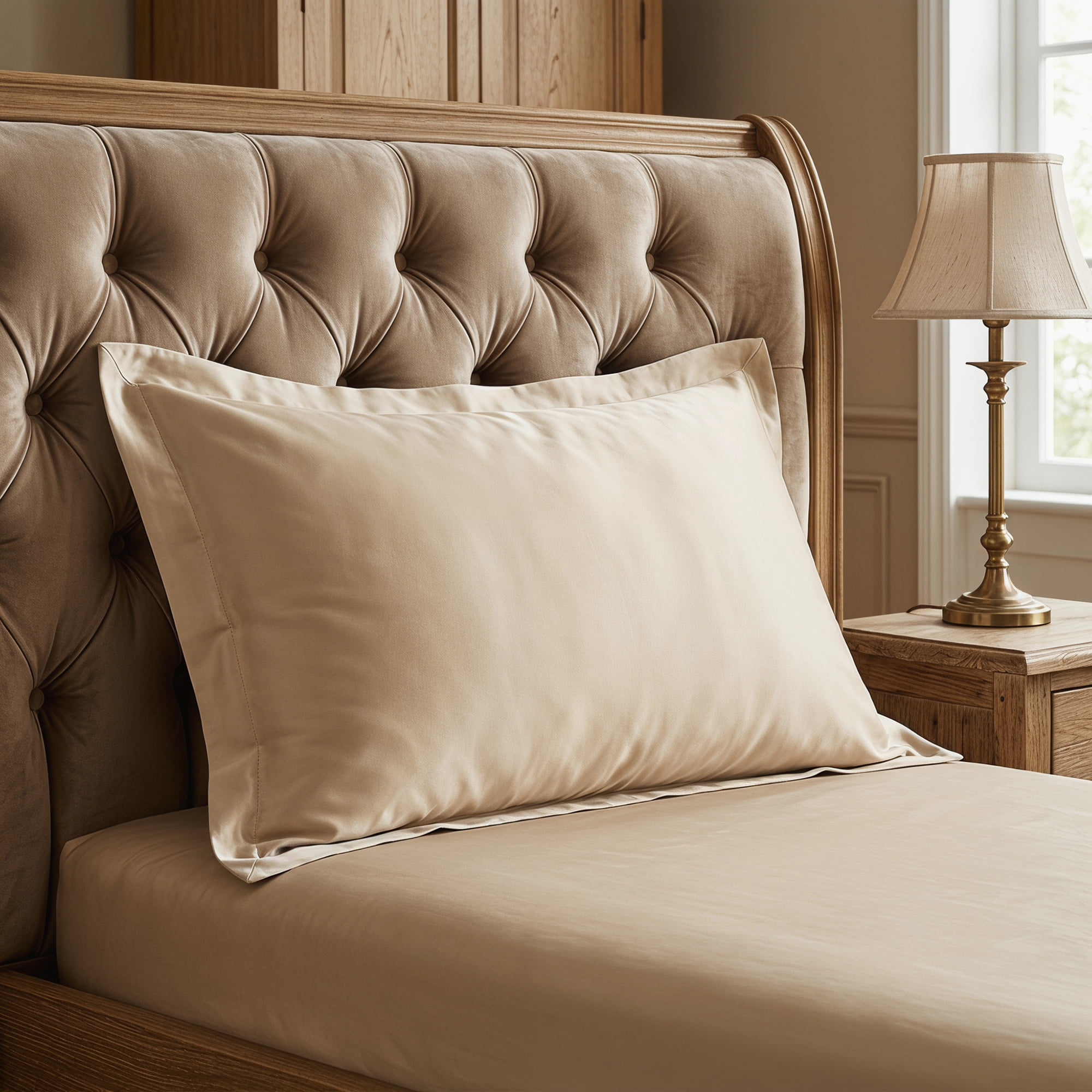 Unique Bargains Smooth and Cool Envelope-style Closure Durable Bedding Pillowcases Beige