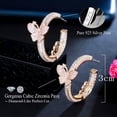 thumbnail image 5 of Awesome CZ Round Butterfly Bridal Double Sided 925 Sterling Silver Hoop Earrings, 5 of 9