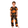 thumbnail image 2 of Family Matching Halloween Pajamas Set Bat Skull Short Sleeve Funny Pjs Castle Ghost Spooky Wide Leg Pajamas, Kids:4 Years, 2 of 5