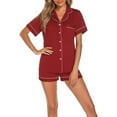 thumbnail image 2 of Women's Loungewear Sets – Stylish 2 Piece Lounge Sets for Nursing, Brunch or Lightweight Sleepwear Looks Women's Pajama Set Two Piece Casual Set Short Sleeved Top And Shorts Soft Pajama Chest Pocket, 2 of 9