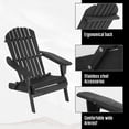 thumbnail image 5 of CL.HPAHKL Outdoor Wooden Folding Adirondack Chair Set of 2, Weather Resistant Patio Chairs with Pinewood Wooden Textured, Modern Adirondack Chairs Fire Pit Chairs for Lawn Garden Deck, Black, 5 of 9