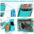 thumbnail image 5 of Pirecart Height 17" Tall Beach Chairs Set of 2, Folding Backpack Beach Chairs W/ 5-Position Lay Flat & Cooler Pouch, Headrest, Storage Bag, Towel Bar, Foot Mat, Orange, Yellow and Blue Stripes, 5 of 11