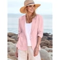 thumbnail image 4 of Chaqueta de Trabajo Informal Ligera para Mujer, con Solapa, Mangas Cuartos, Plisada Elástica, Forrada y Bolsillos Rosa L, 4 of 9