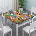 thumbnail image 3 of Easy Clean Floral Square Tablecloth with Elastic Edge, High-Quality Polyester with Waterproof Finish Designed for 36x36 Inch Tables, Protects Tables from Spills and Stains, 3 of 6
