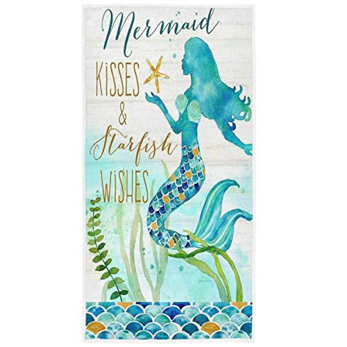 Hotel Naanle 3D Beautiful Underwater Mermaid Print Soft Absorbent Guest Hand Towels Multipurpose for Bathroom 16 x 30 Gym and Kitchen
