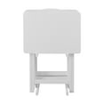 5 Piece Wooden Foldable TV Tray Table Set in White (4 Trays, 1 Stand